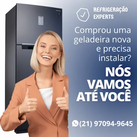 Instalação de geladeiras pela Refrigeração Experts Uma equipe de técnicos especializados em refrigeração da Refrigeração Experts instala uma geladeira em uma residência.