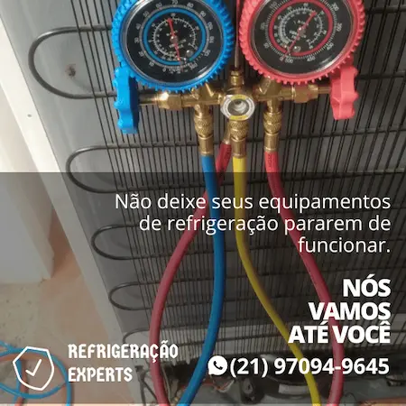 Manutenção de geladeiras pela Refrigeração Experts Uma equipe de técnicos especializados em refrigeração da Refrigeração Experts realiza manutenção em uma geladeira em uma residência.